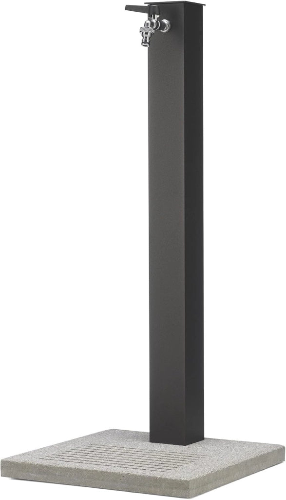 Fontana da Giardino con Rubinetto e Base in Cemento Antracite H91 Cm
