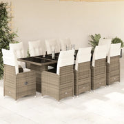 Set Bistrò da Giardino 11 pz con Cuscini in Polyrattan Beige 3277300