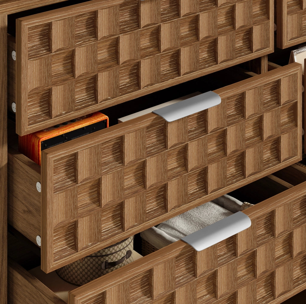 Sideboard 120x37x77 cm con 6 cassetti; effetto rovere; MDF