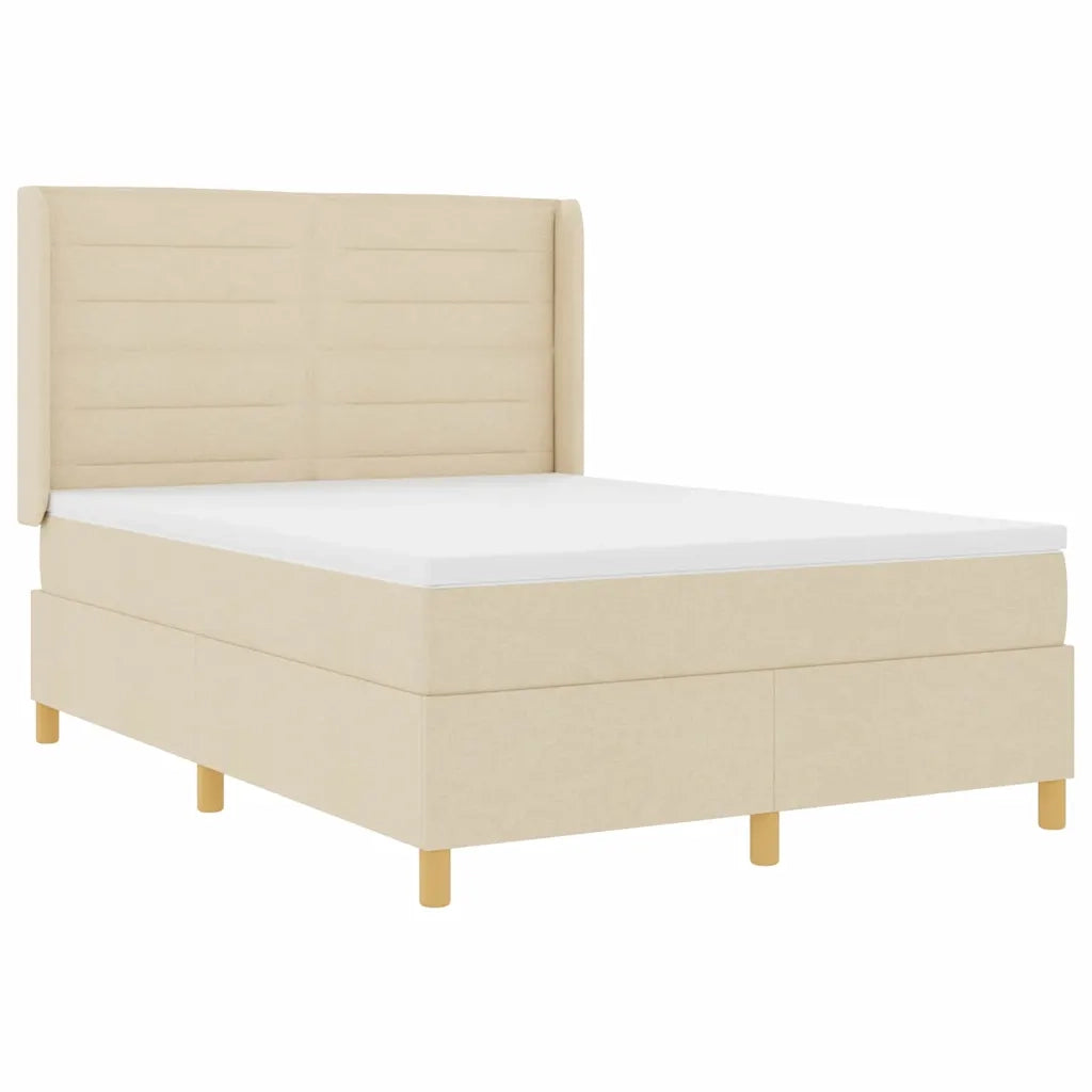 Letto a molle con materasso Crema 140 x 200 cm Tessuto