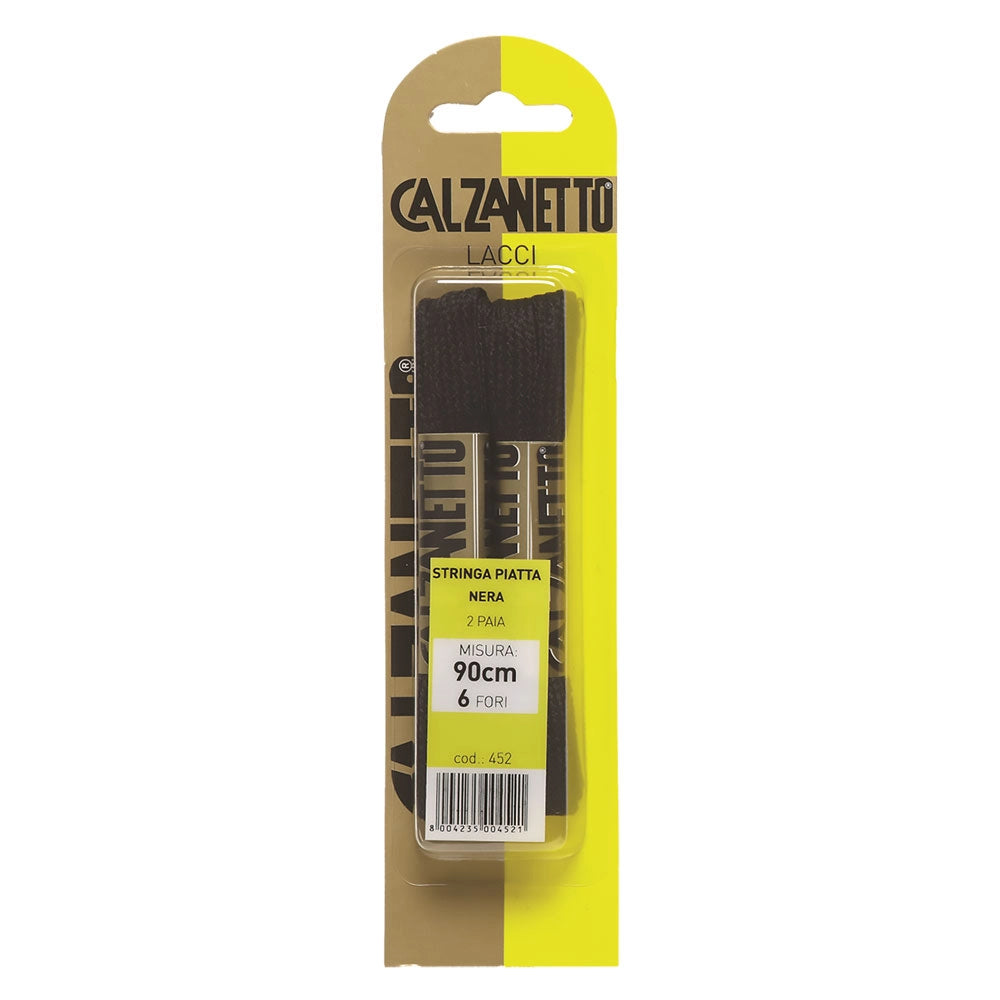 LACCI PIATTI cm.90 neri - blister 2 paia  - EBANO