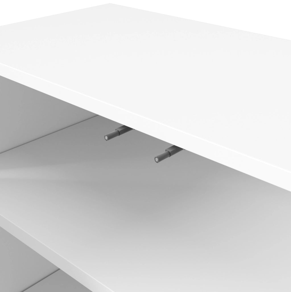 Credenza 120x35x80 cm con ante ondulate e ripiani regolabili in MDF bianco
