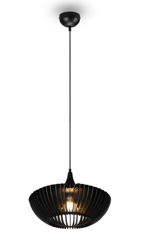 Lampada a sospensione Trio Colino nera Ø40cm legno