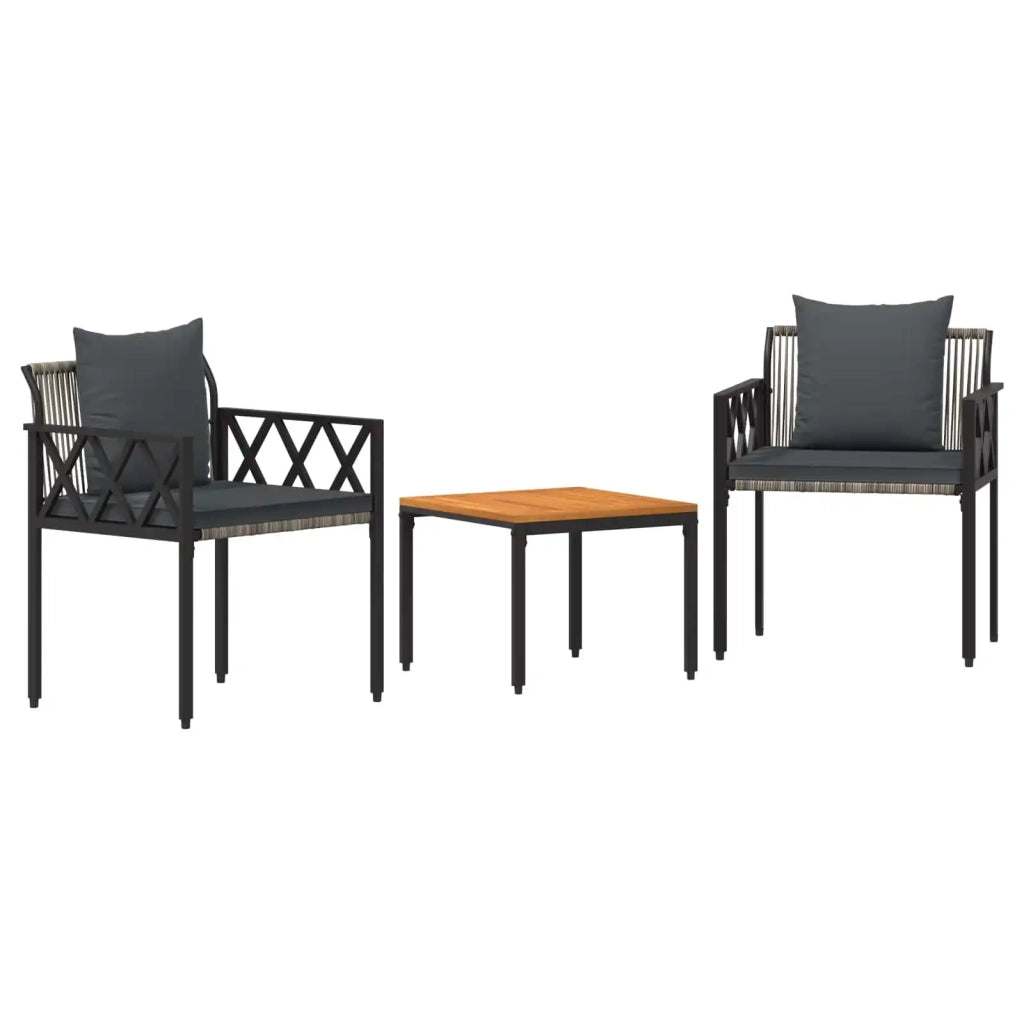 Set Mobili da Esterno 3 pz Grigio e Grigio Scuro polyrattan 42025348