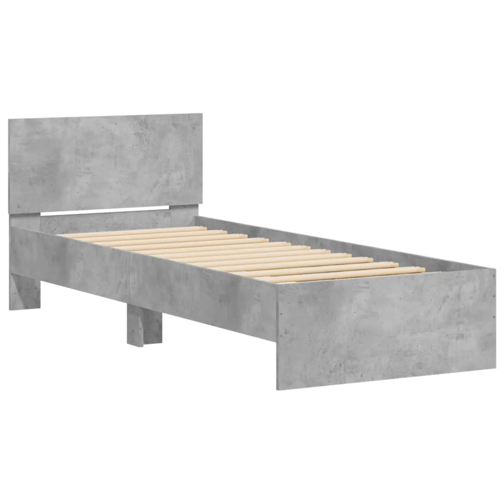 Giroletto con Testiera e LED Grigio Cemento 75x190 cm 838844