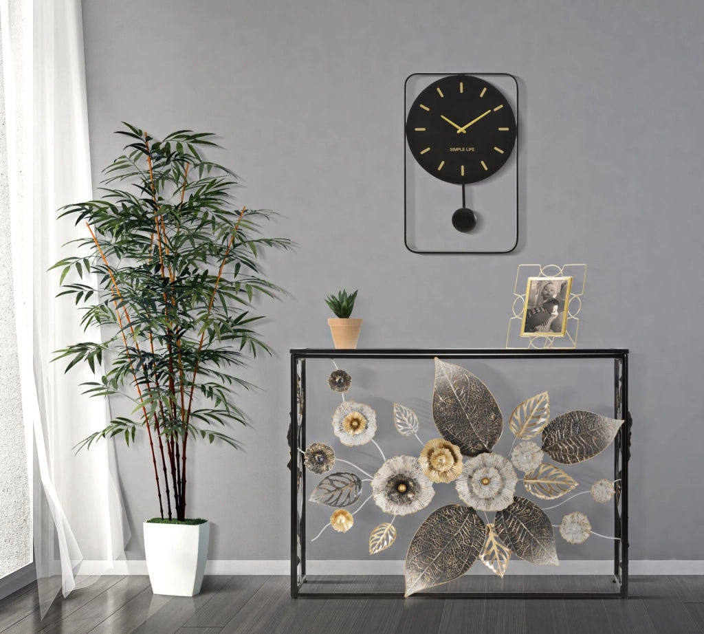 Console Glam Dark 111,8x41,9x80 cm in Ferro e MDF e Specchio Multicolor