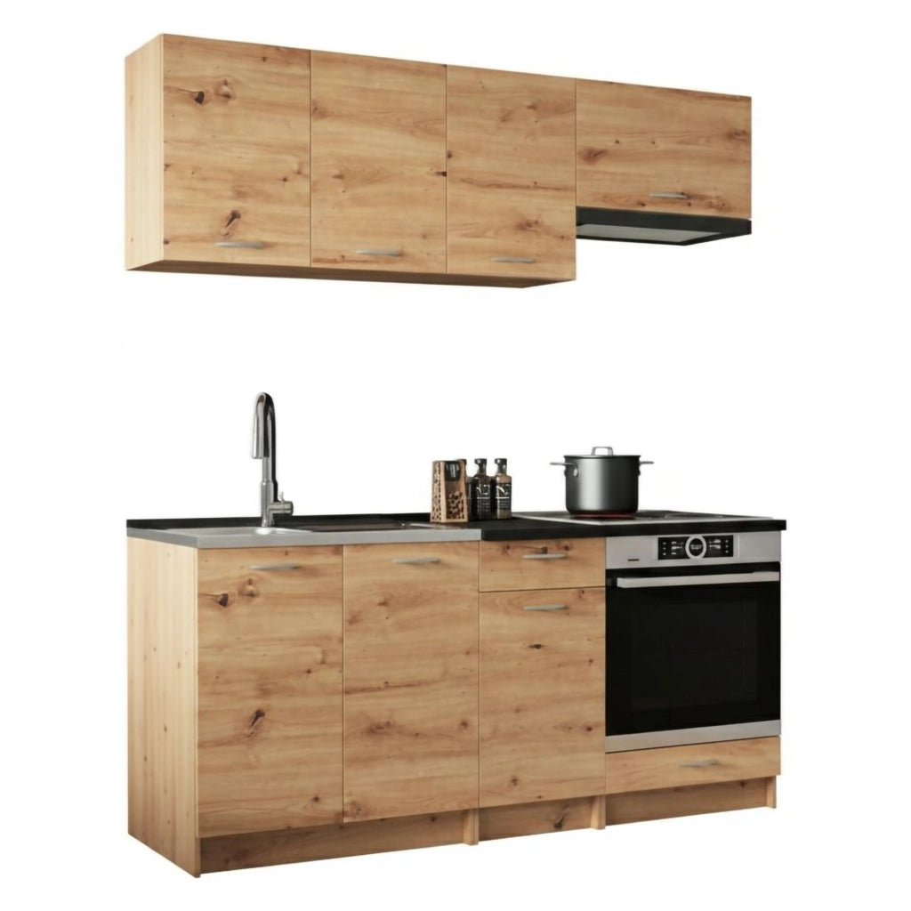 Cucinino Elettrodomestici non inclusi, Teano, Cucina Modulabile, Marrone Rovere Nodi