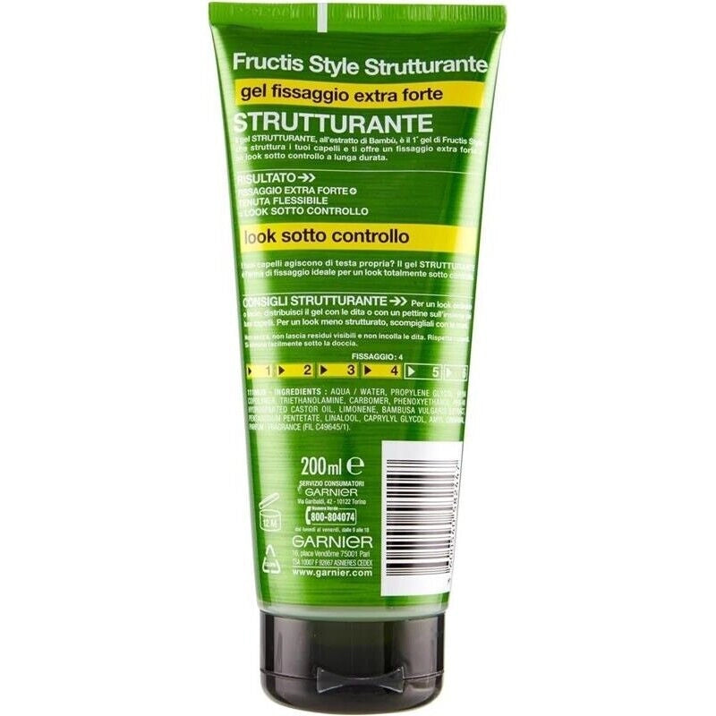 FRUCTIS SET 2 CONFEZIONI  GEL FISSANTE PER CAPELLI EXTRA FORTE STRUCTURING DA 200 ML L'UNO