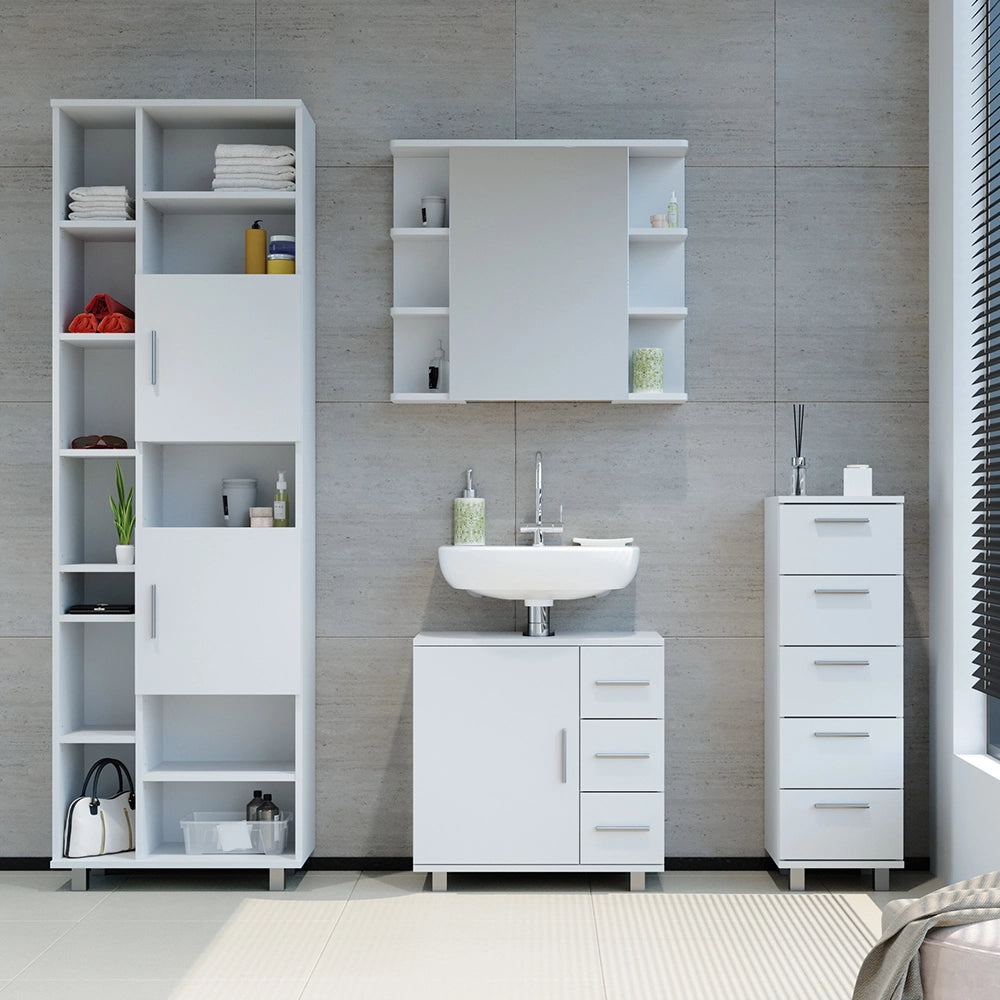 Vicco Cassettiera da bagno Bianco 30 x 95 cm