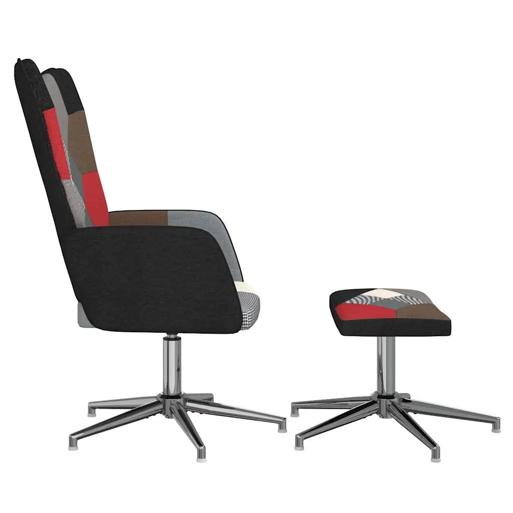 Sedia Relax con Sgabello in Tessuto Patchwork 328202