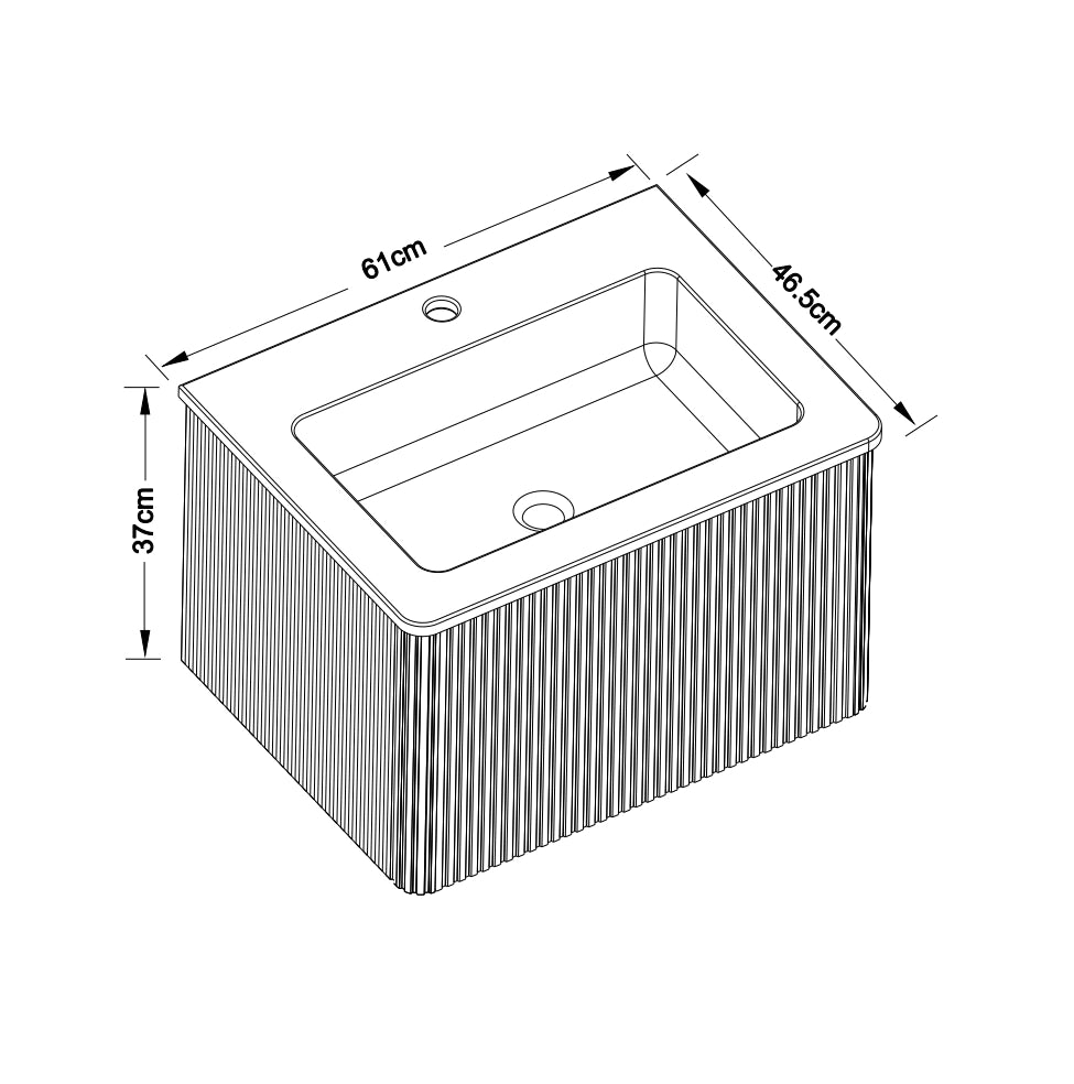Mobile bagno sospeso 60 cm con lavabo in Solid Surface, MDF e compensato bianco