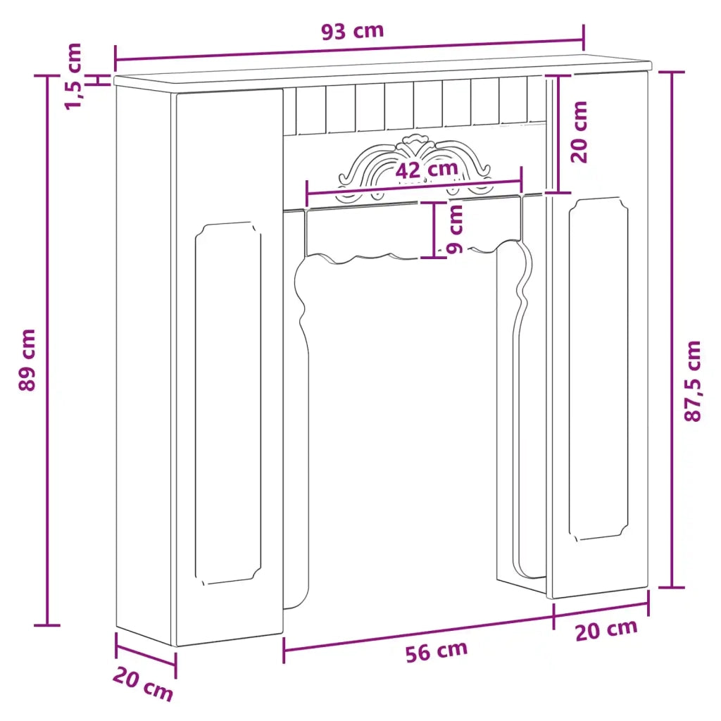 Cornice per camino Sonoma grigio 93 x 20 x 89 cm 8006630