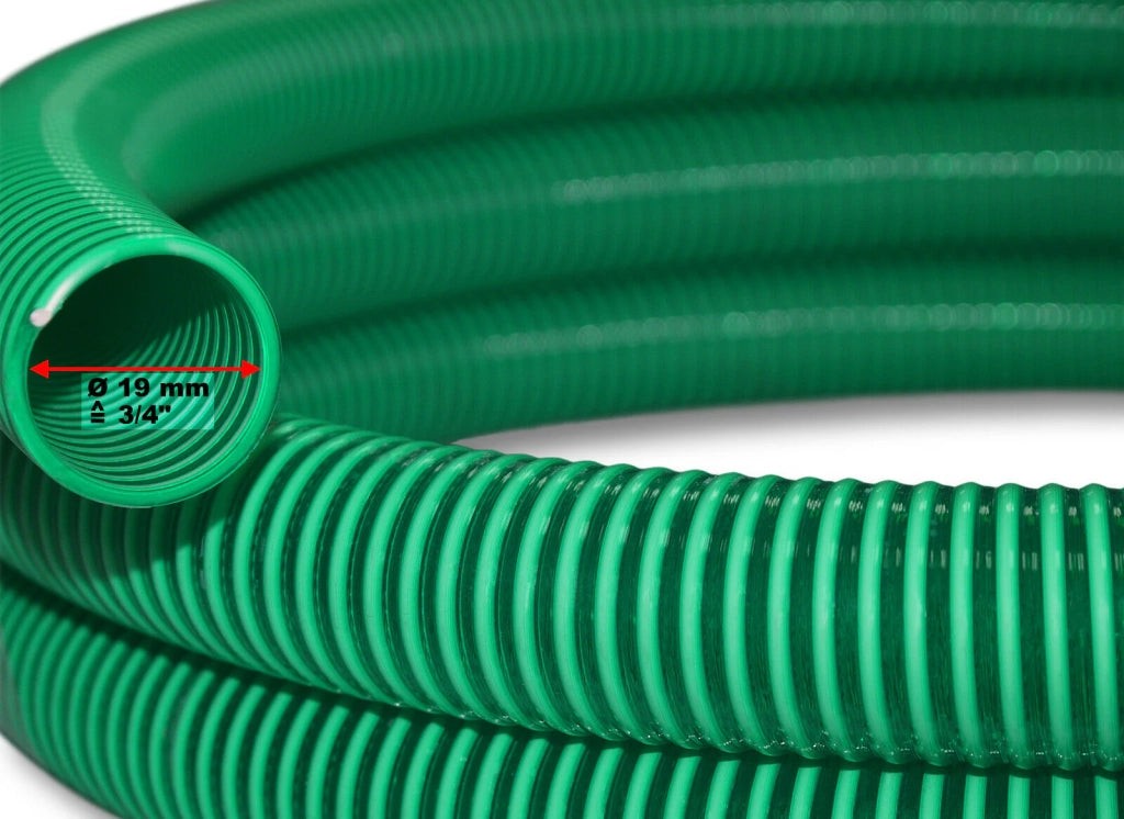 Tubo flessibile di aspirazione a pressione da 5 m diametro 20 mm (3/4") rinforzato a spirale verde 16_0001589