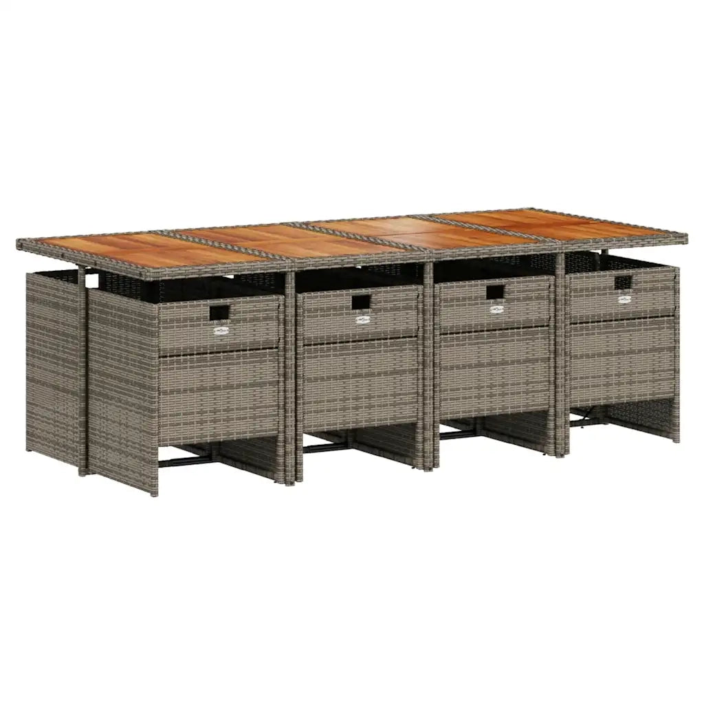 Set da Pranzo da Giardino 9 pz con Cuscini in Polyrattan Grigio 3210566