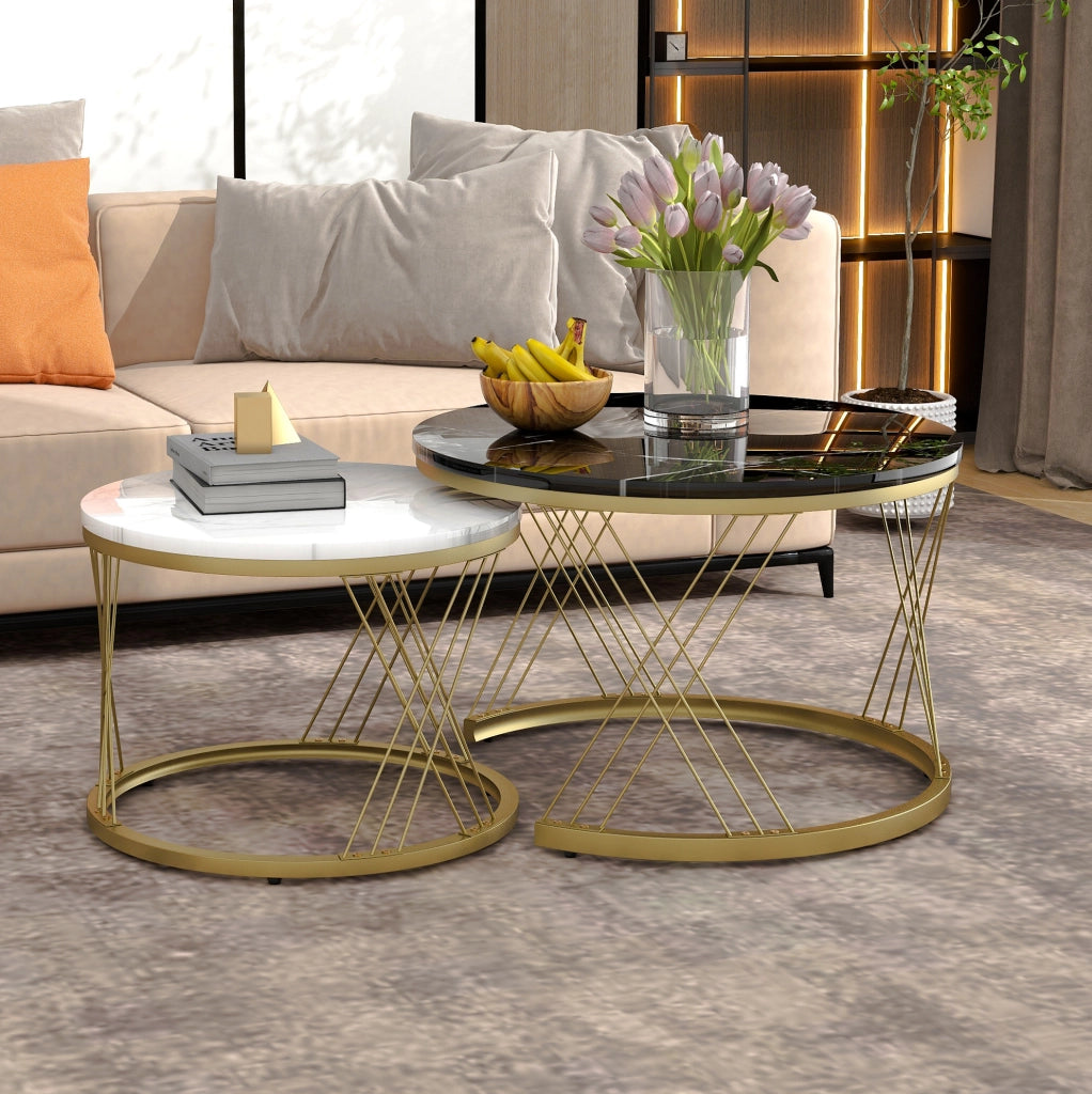 TAVOLINO DA CAFFÈ NESTING Set da 2 pezzi 70x70x45 cm MDF Nero