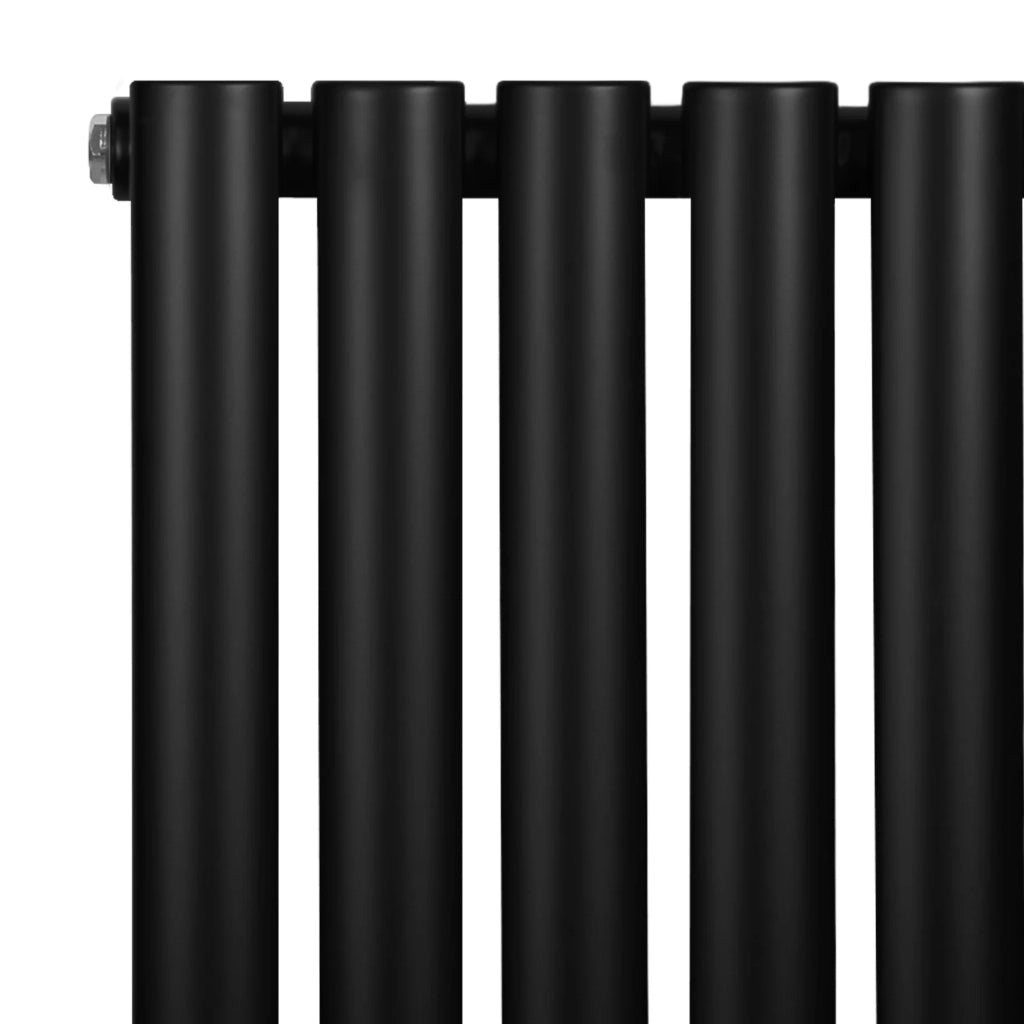 Radiatore Orizzontale Ovale 600x1440mm Nero con Valvole TRV