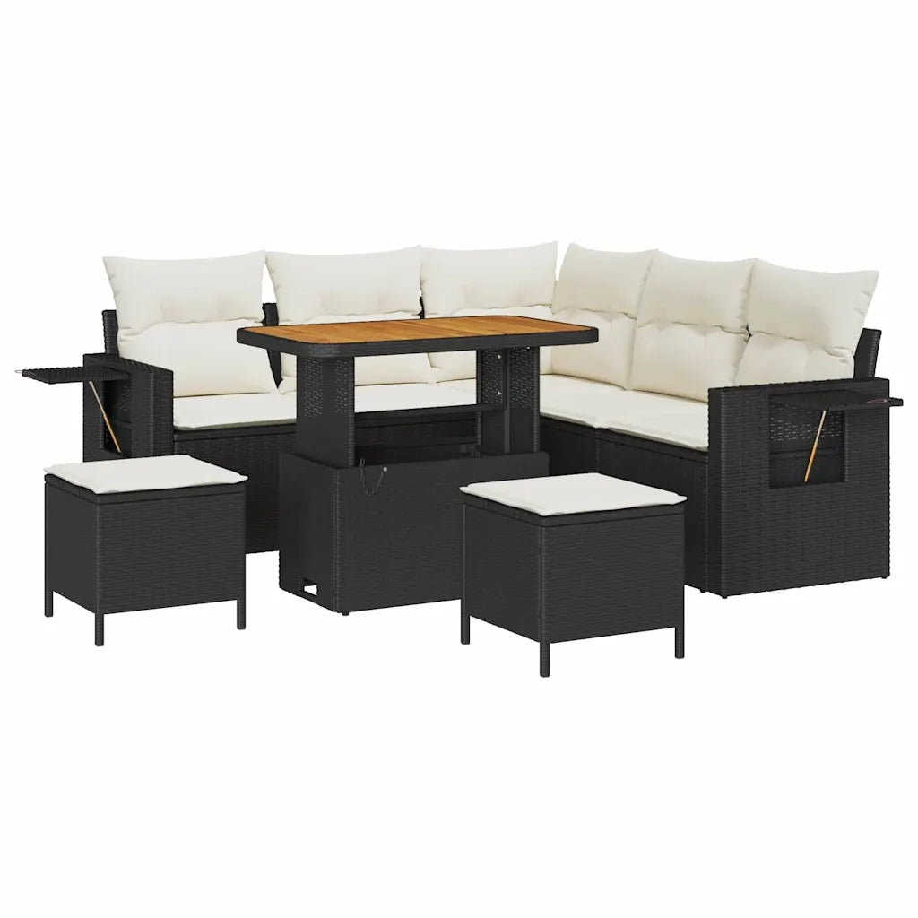 Set Divano da Giardino con cuscino 8 pcs Nero polyrattan 3361745