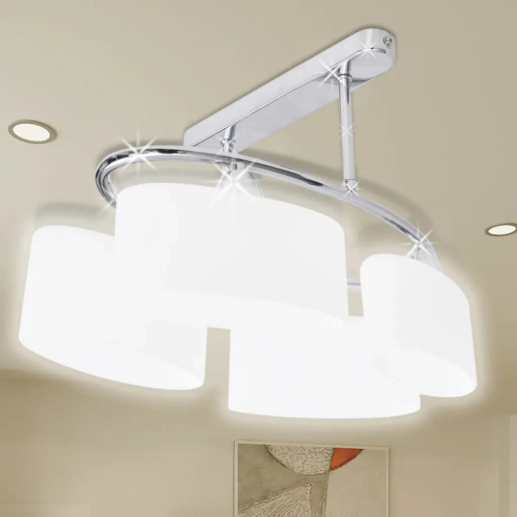 Lampada da Soffitto Ellissoidale Vetro Paralume 4 Lampadine E14 240988