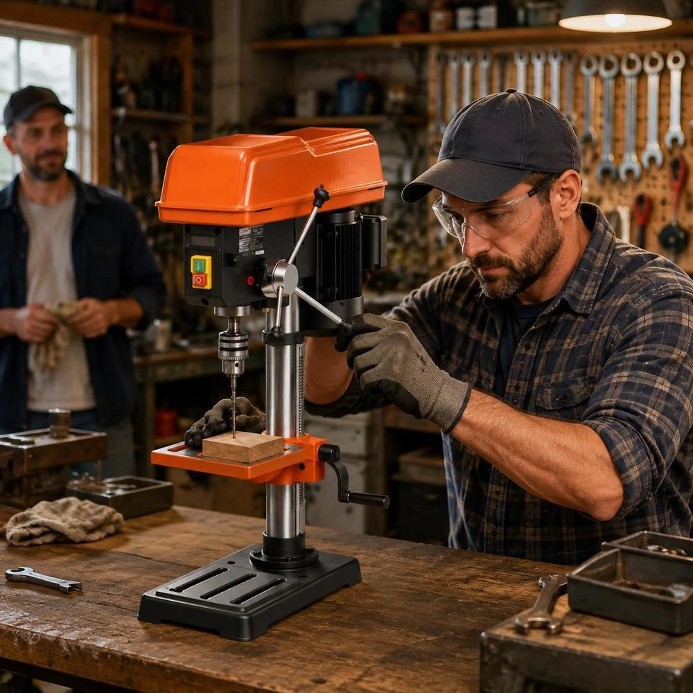 Bench Drill 254 Mm, Pillar Drill 400 W, Floor Drill With Speed Control 440 To 2600 Rpm, Laser, Tilting Table 45° & LED, Drill For Woodworking & Metalworking