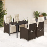 Set da Pranzo da Giardino 5pz con Cuscini in Polyrattan Marrone 3212984
