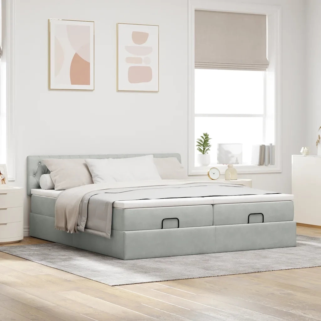 Struttura Letto Pouf con Materassi 160x200 cm in Velluto 3312086