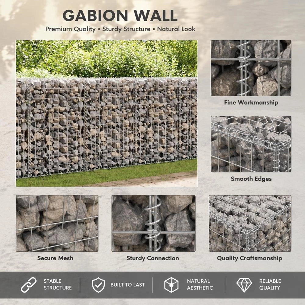 Gabion Wall With Cover, Galvanized Steel, 60x50x100 Cm