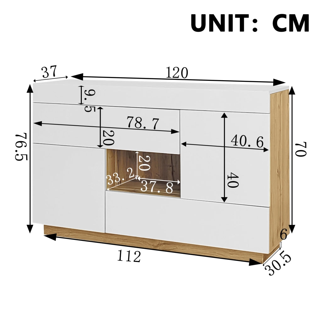 Sideboard a specchio con LED colorati - Zephmum - Con cassetti