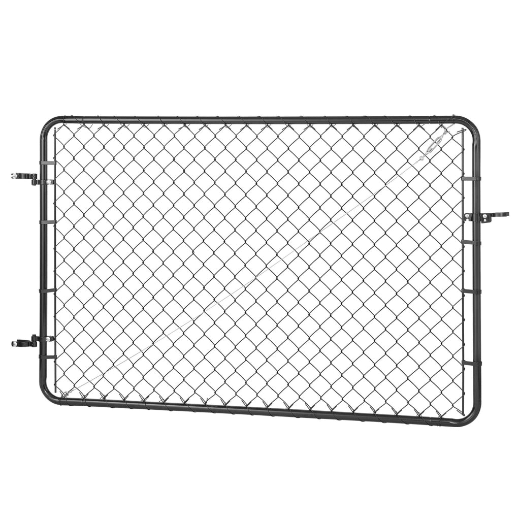 Cancello per Recinzione a Maglie HXGATE-002 in Acciaio Zincato Nero 183 x 117 cm, Pannello Regolabile con Accessori per Giardino e Cortile