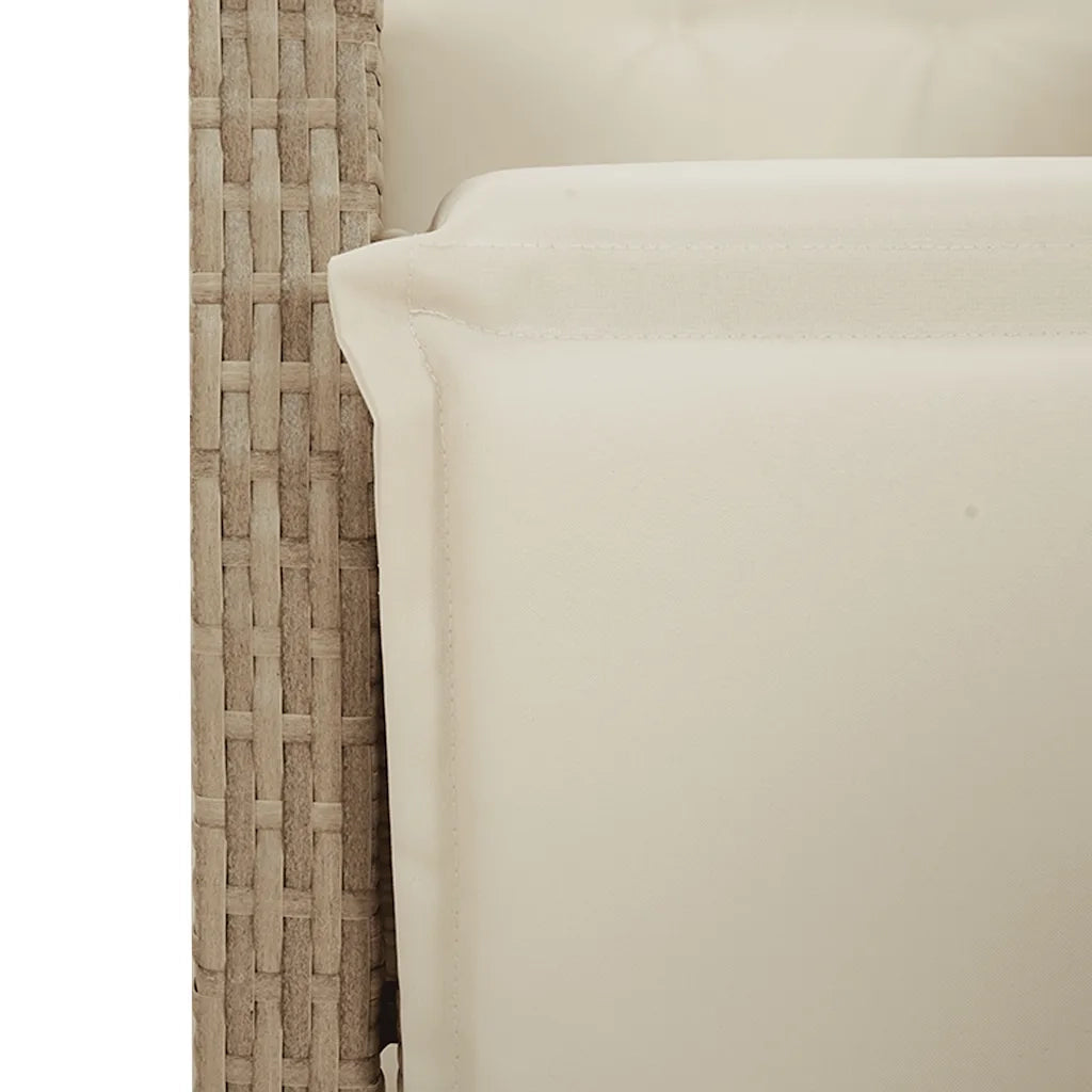 Set Bistrò da Giardino 11 pz con Cuscini in Polyrattan Beige