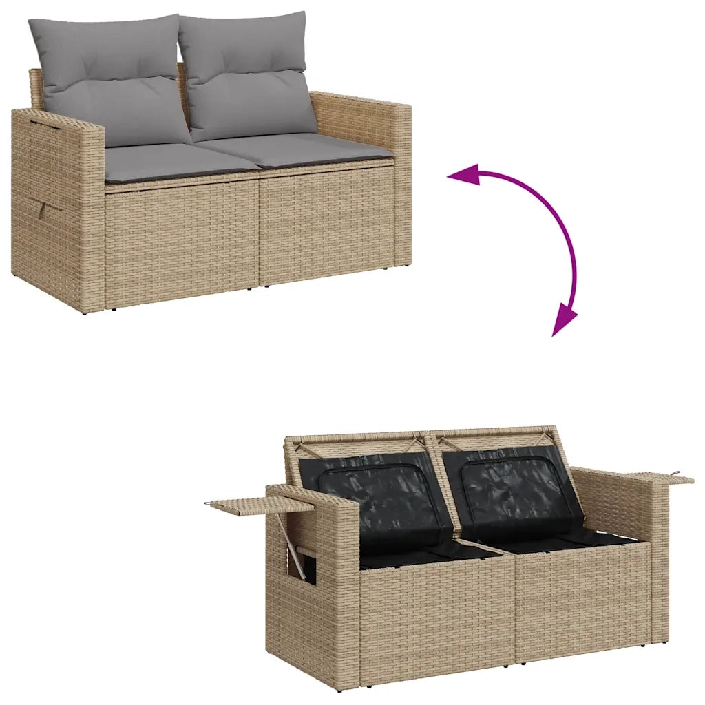 Set Divani da Giardino 7 pz con Cuscini Beige in Polyrattan 3327118