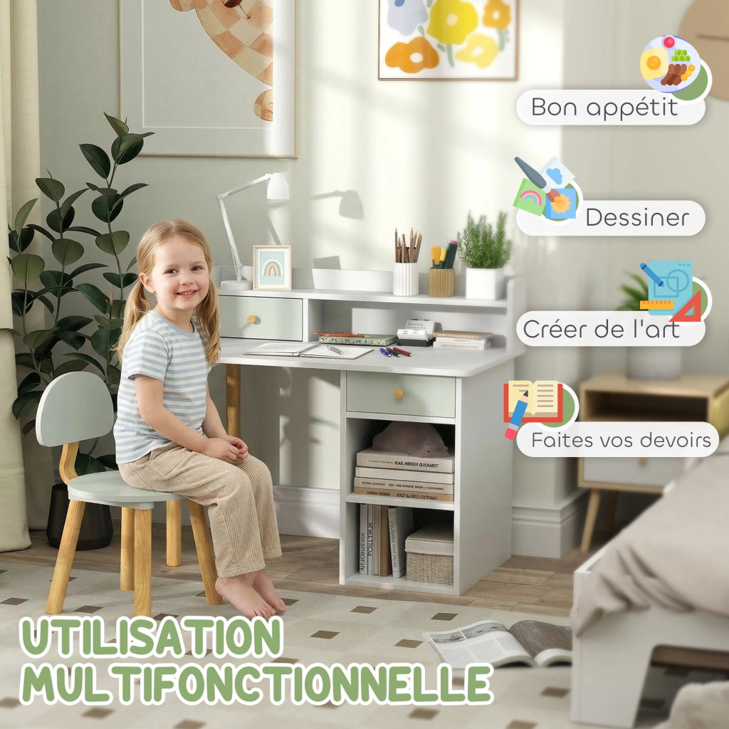 Scrivania Bambini con Sedia ¨C Minimal ¨C Verde 85x48x73 cm