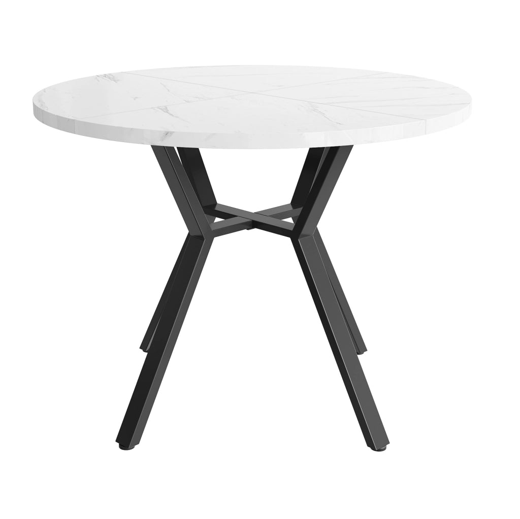 Set tavolo rotondo con 4 sedie MDF effetto marmo
