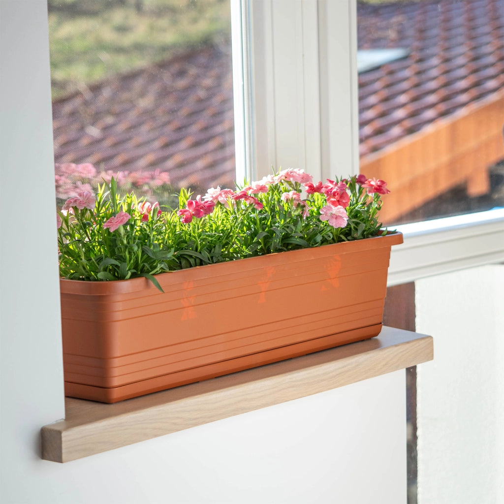 Vaso da fiori per balcone KADAX, 40 cm + sottovaso rosso mattone