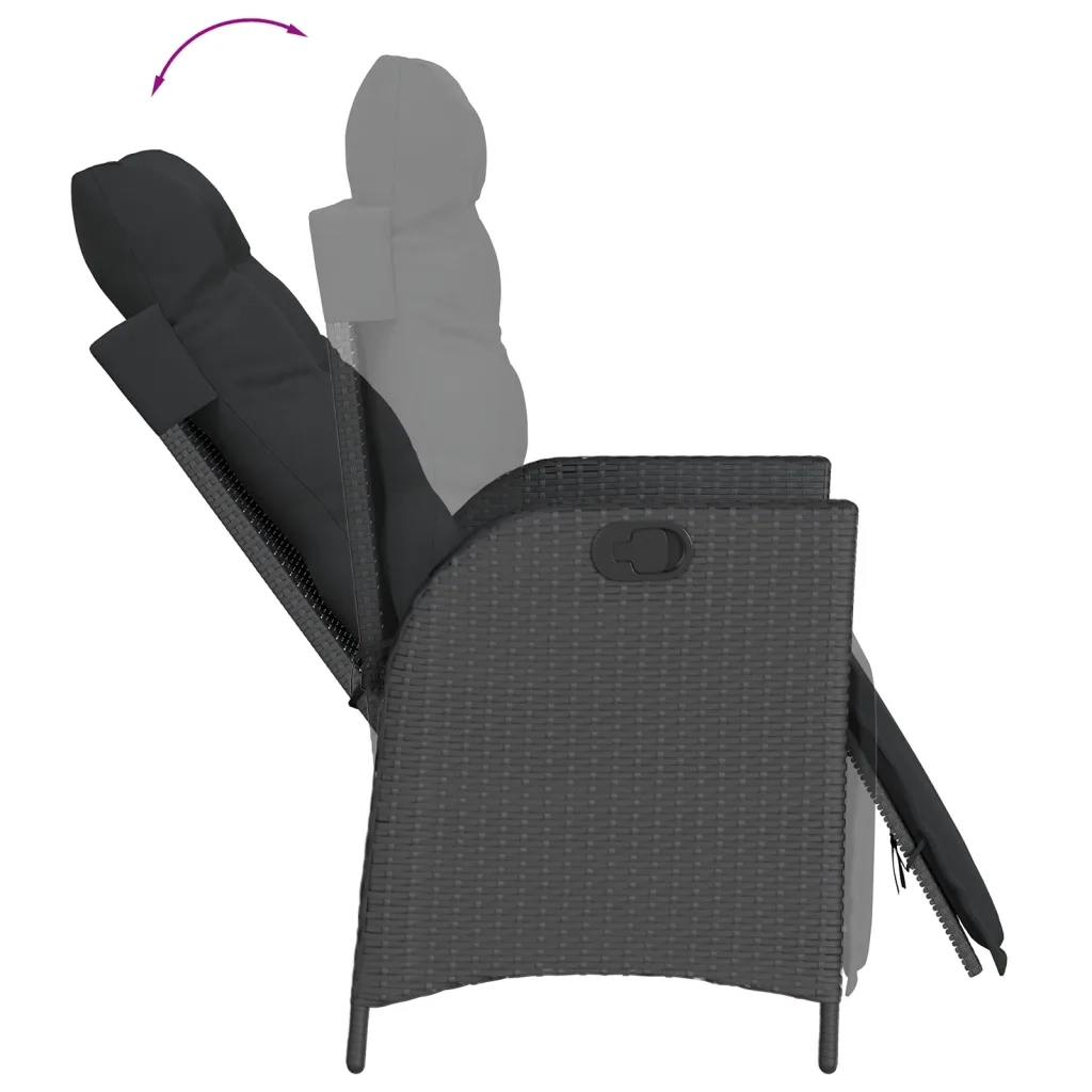 Set da Pranzo da Giardino 7 pz Nero con Cuscini in Polyrattan 3213341