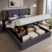 Letto matrimoniale con ricarica wireless, USB e ampio spazio contenitivo