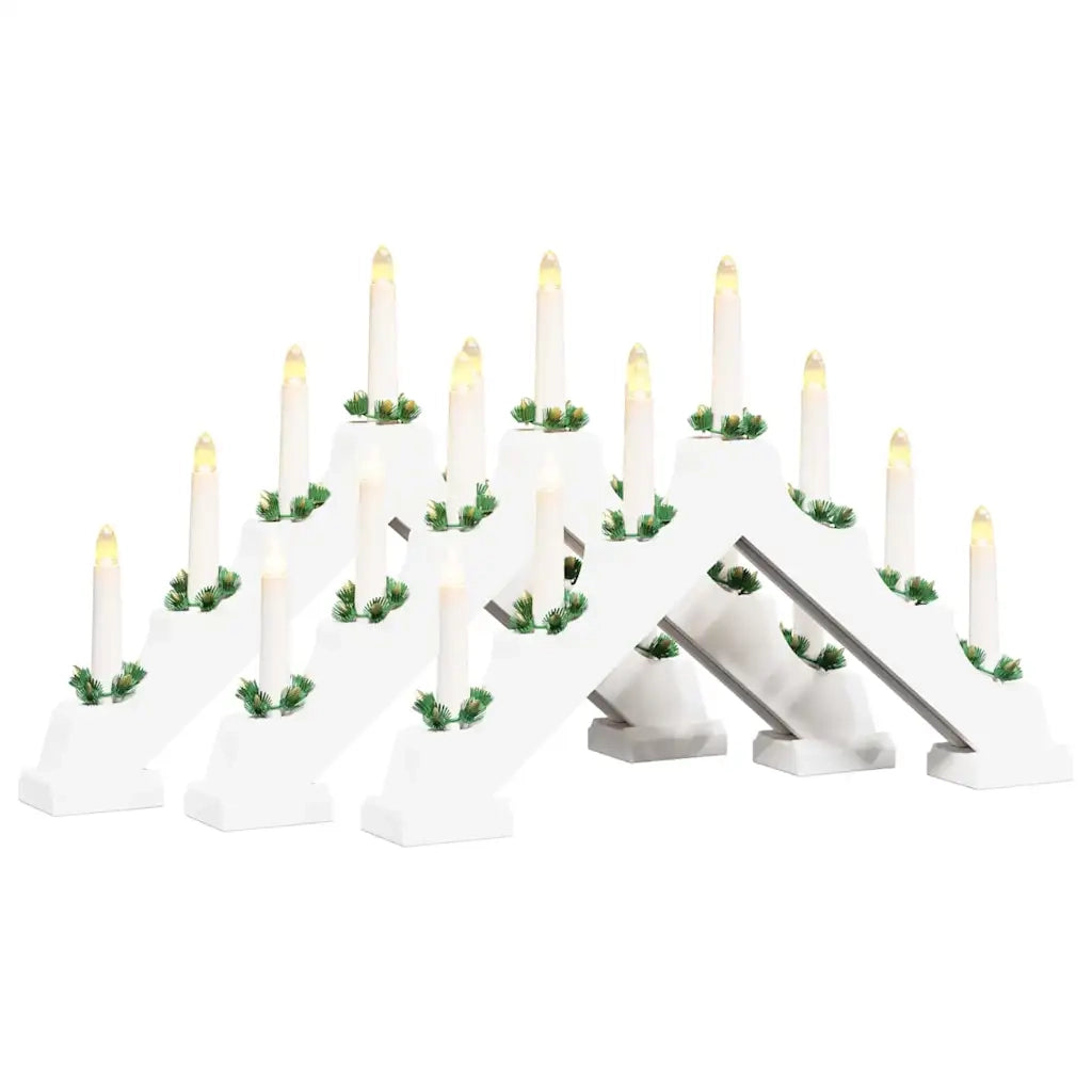 Ponte con Candele di Natale 3 pz-Decorazioni natalizie Bianco 39.5 x 5 x 29 cm