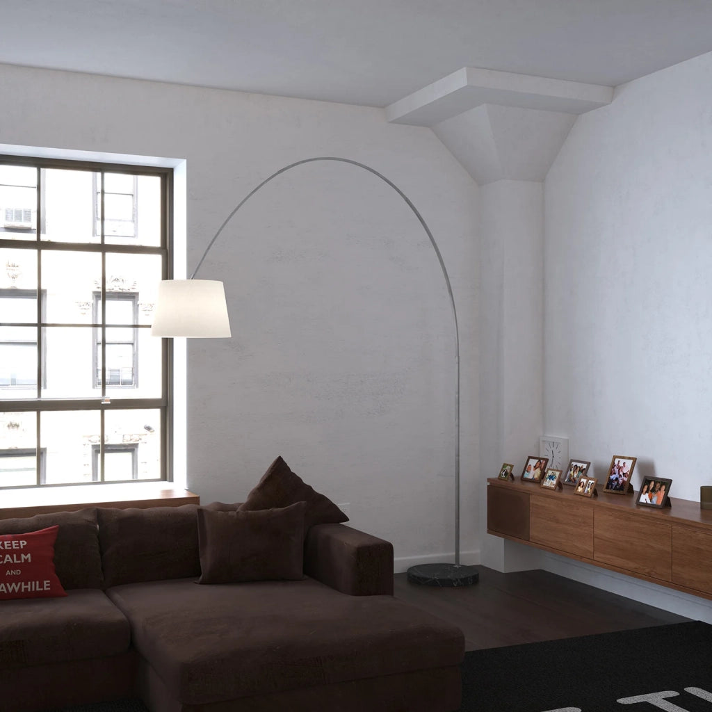 Piantana Contemporanea Turning Marmo Nero Diffusore Bianco 1 Luce E27