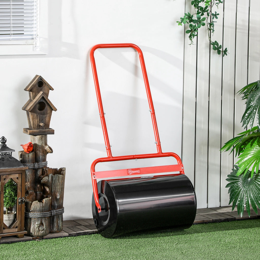 Rullo per prato riempibile 50 cm, in acciaio, 38 L, manico a U, rosso