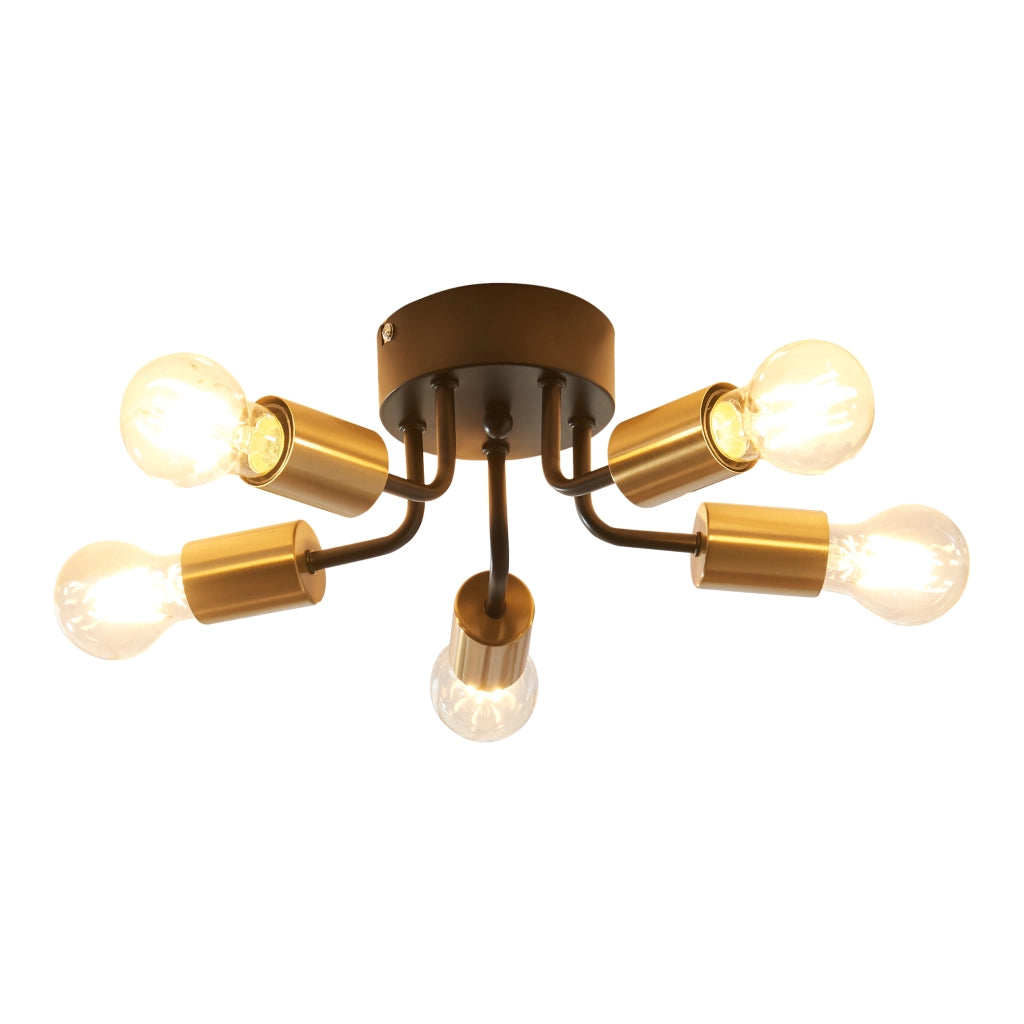 Lampada da Soffitto Barrow a 5 Luci - Nero / Oro lux.pro