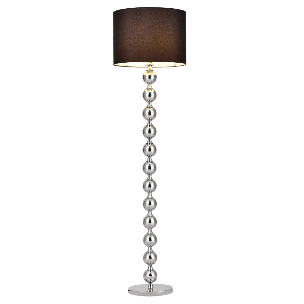 Lampada da Terra con Paralume Cilindrico e Sfere Decorative - Nero/Color Cromo lux.pro