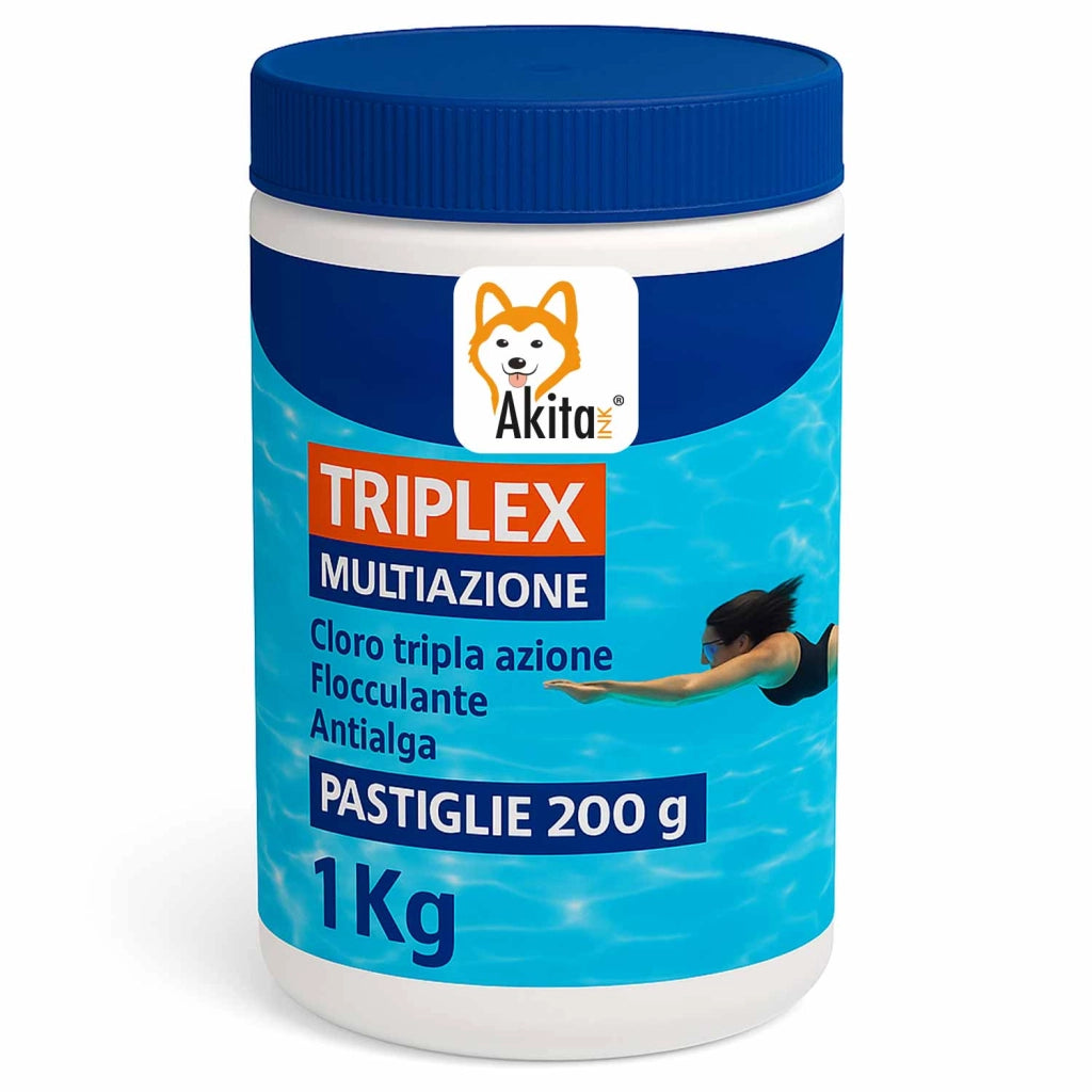 Akitaink Triplex Cloro 3 in 1 Piscina 1 kg Pastiglie 200g