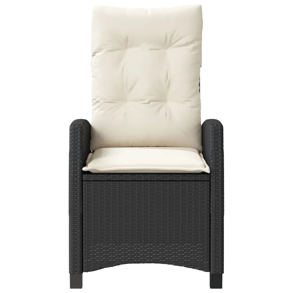 Sedia Reclinabile da Giardino con Cuscini Nera in Polyrattan 365208