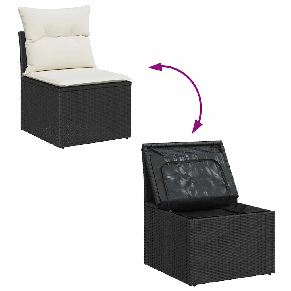 Set Divano da Giardino 11 pcs Nero e Crema polyrattan 3356549