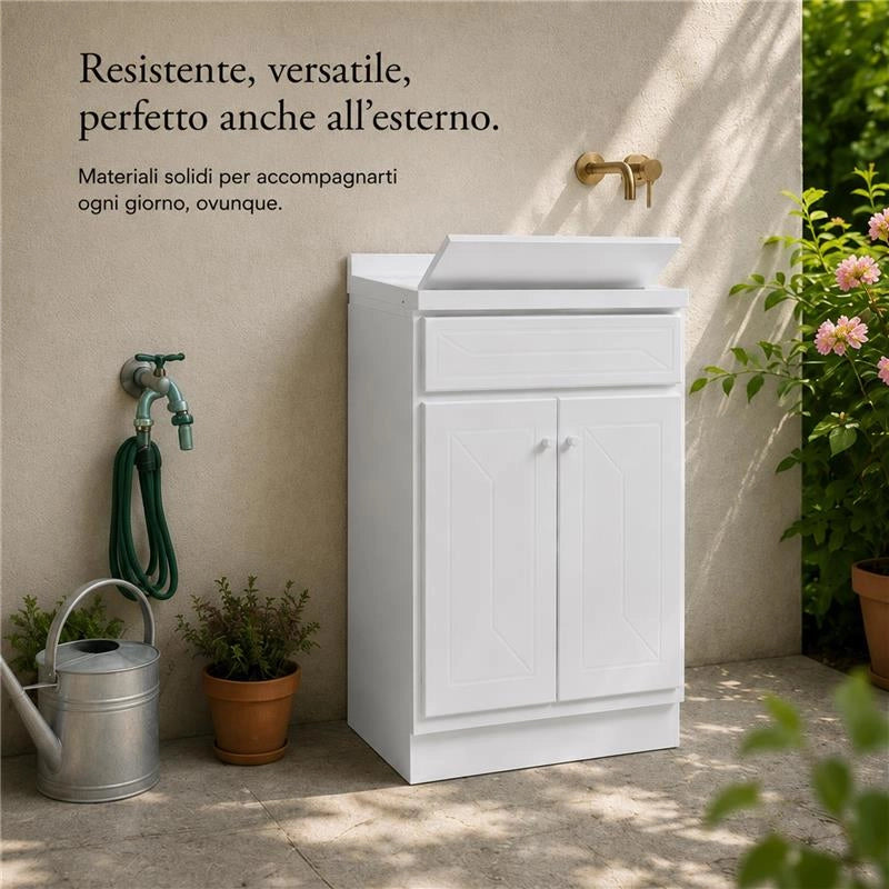 LAVATOIO-LAVAPANNI  IN POLIPROPILENE TOP LINE CON KIT DIMONTAGGIO 60X50X87H CM - COLORE BIANCO