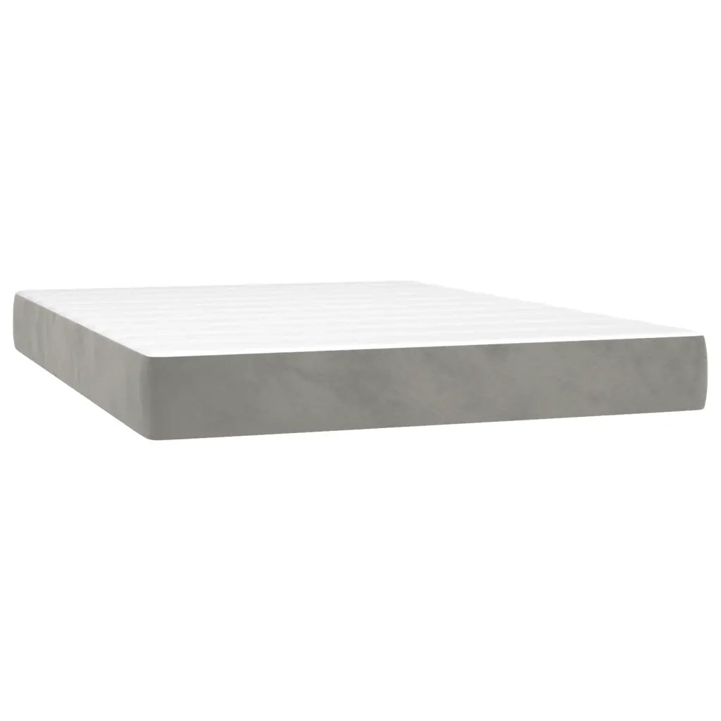 Letto a Molle Materasso e LED Grigio Chiaro 140x200 cm Velluto 3136365