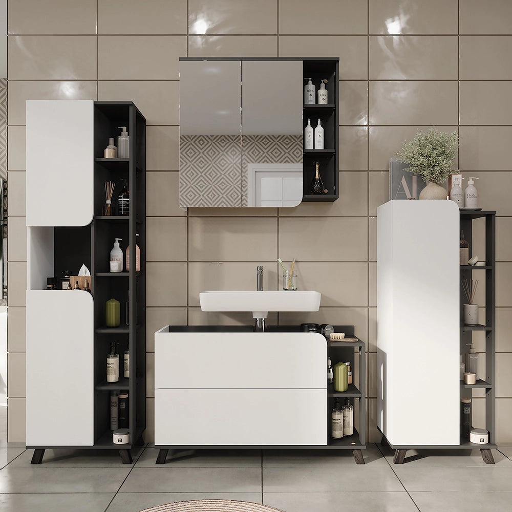 Vicco Set di mobili da bagno Antracite/bianco 4 parti