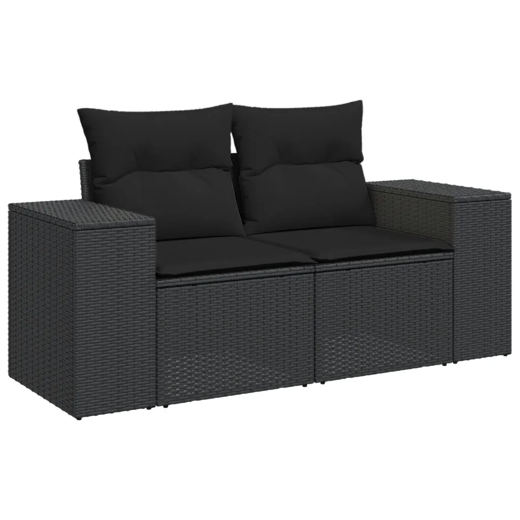 Set Divani da Giardino 11 pz con Cuscini in Polyrattan Nero 3223124