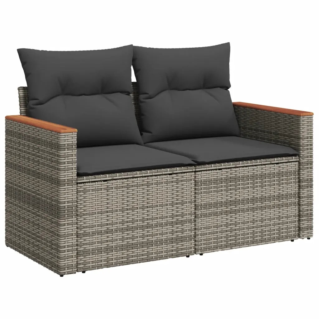 Set Divani da Giardino 4 pz con Cuscini in Polyrattan Grigio 3225773