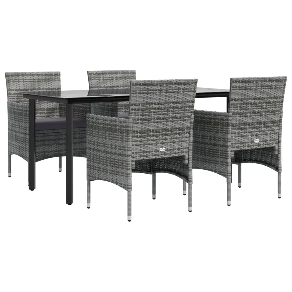 Set da Pranzo da Giardino 5 pz con Cuscini Grigio e Nero 3156604