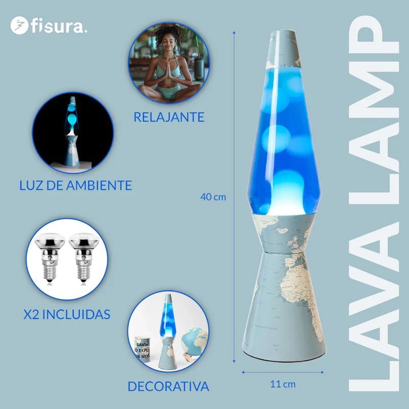 Lampada lava bullet Mundo liquido blu e lava bianca